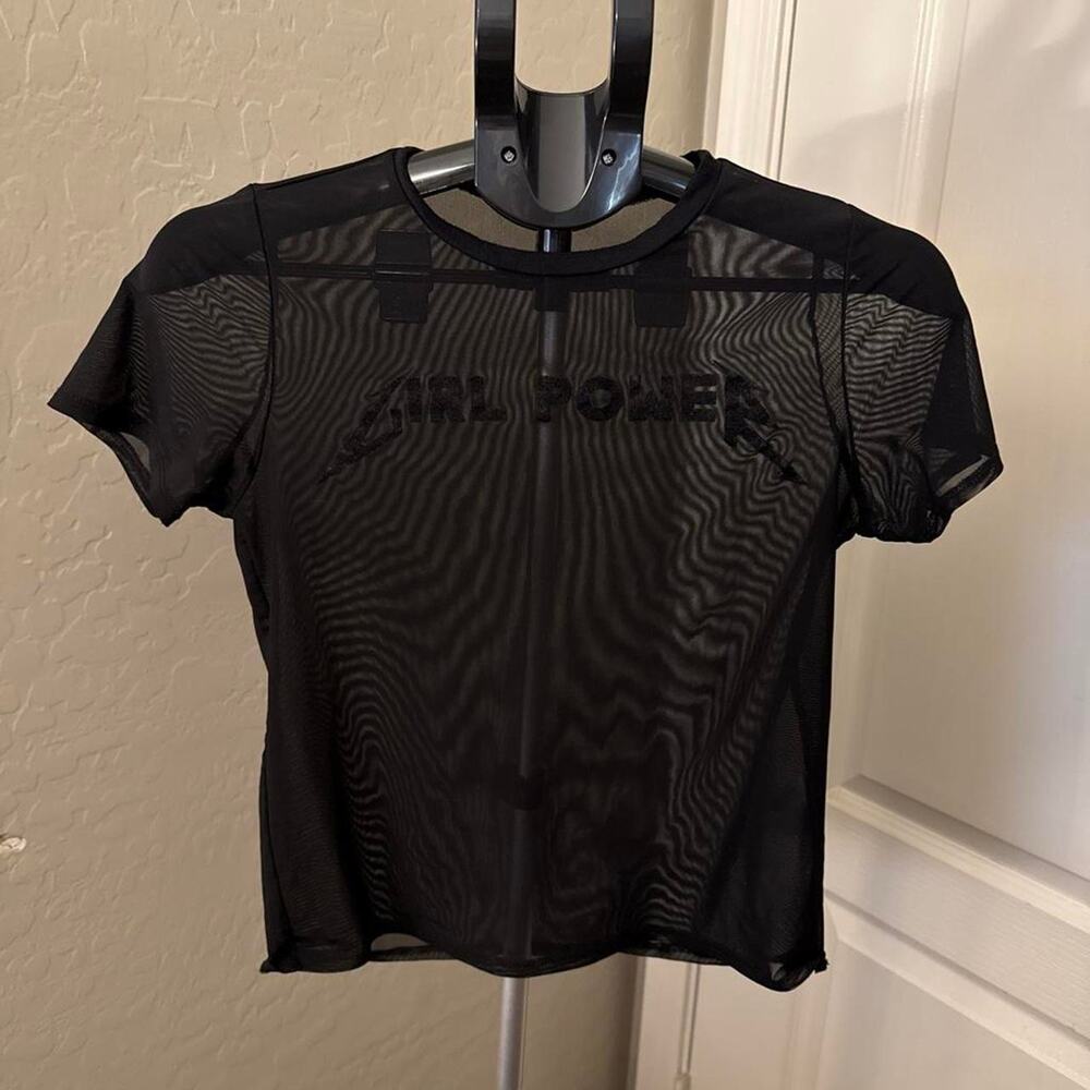 Black Mesh Crop Top (Size L)